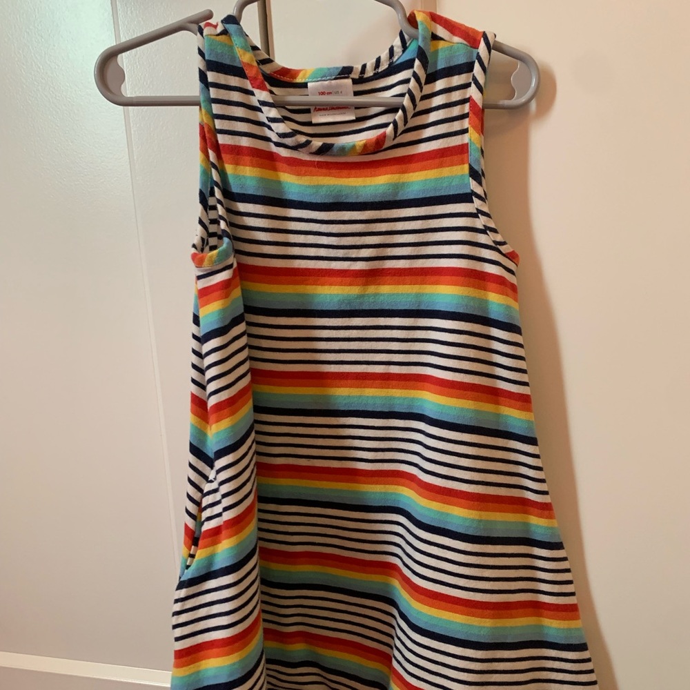 Rainbow stripe Hanna Anderson swing dress US 4T 100cm. EUC!